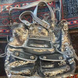 COACH POPPY SILVER SEQUIN BAG